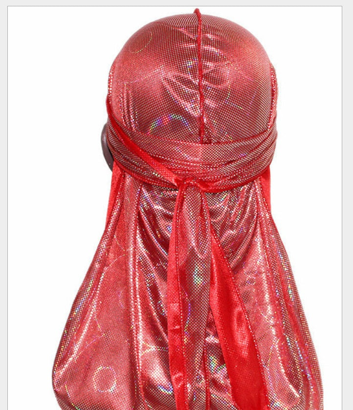 Colorful Sparkly Silky Durags Turban Bandanas Headwear