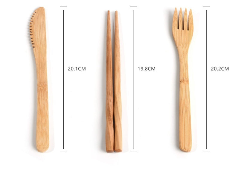 Bamboo Utensils Wooden Travel Cutlery Set Reusable Utensils With Pouch Camping Utensils Zero Waste Fork Spoon Knife Flatware Set