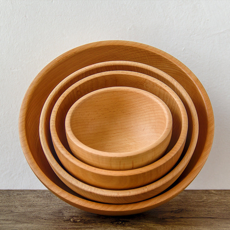 Stylish Salad Fruit Serving Wooden Soup Bowl Tableware