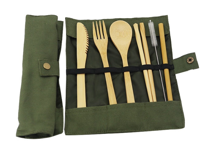 Bamboo Utensils Wooden Travel Cutlery Set Reusable Utensils With Pouch Camping Utensils Zero Waste Fork Spoon Knife Flatware Set