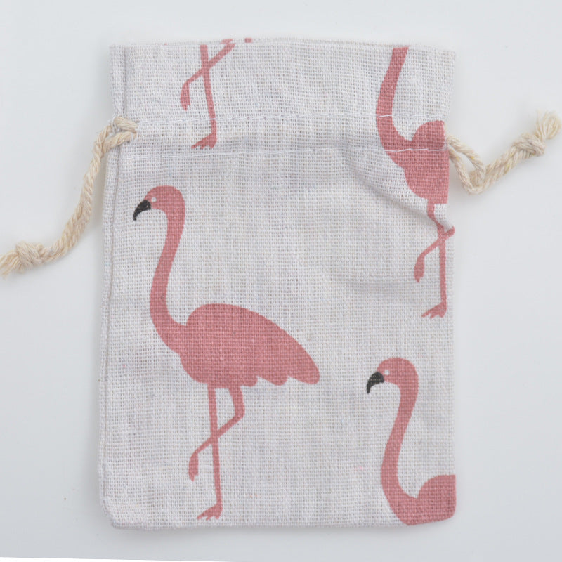 Anti-epidemic Printed Cotton And Linen  Drawstring Bag