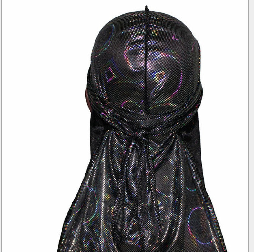 Colorful Sparkly Silky Durags Turban Bandanas Headwear