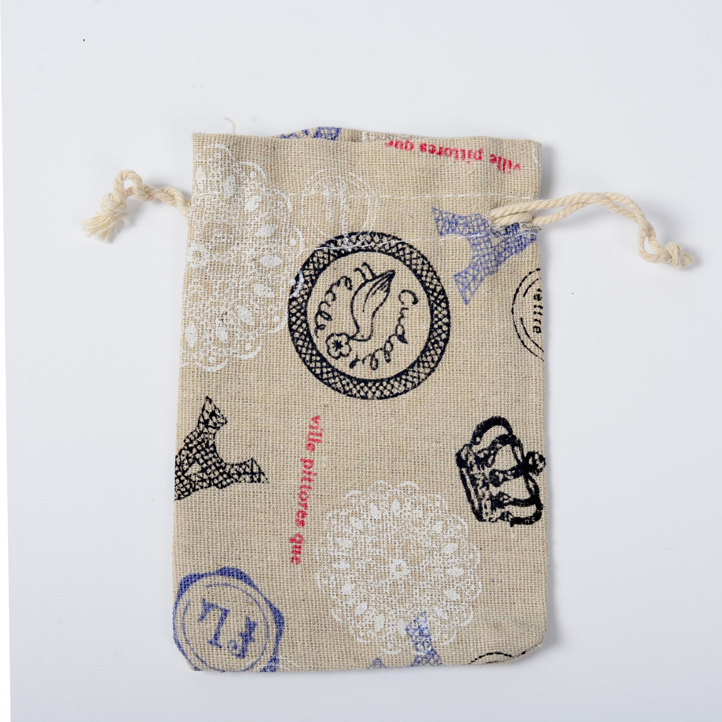 Anti-epidemic Printed Cotton And Linen  Drawstring Bag