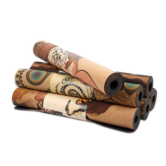 Natural Cork Rubber Printed Non-slip Fitness Yoga Mat